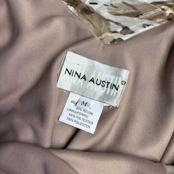 VTG 90s Y2K Nina Austin Dress Silk Midi Animal Print Beaded Ruffle Feminine - Picture 6 of 6